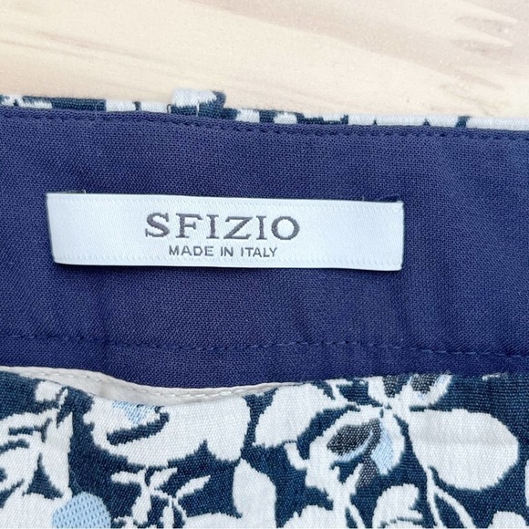 Sfizio Blue Floral Jacquard Crop Slim Pants Made in Italy,‎ Size Small - Picture 3 of 8